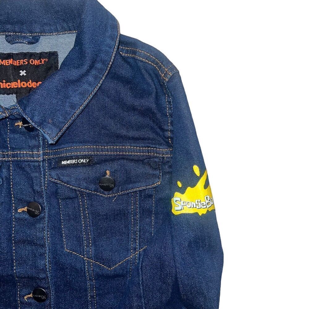 Women’s Members Only X Nickelodeon SpongeBob Square Pants Theme Denim Jacket - Picture 5 of 7